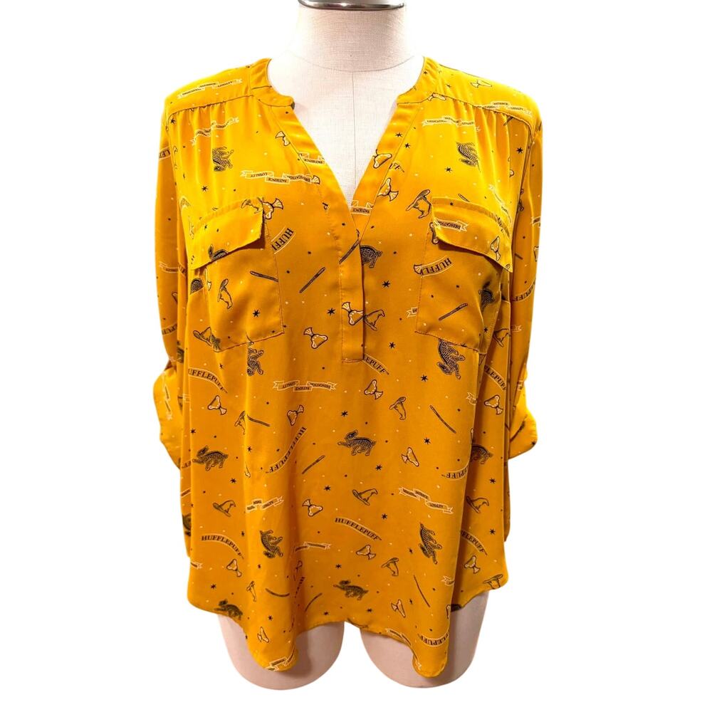 Torrid 2 (2X 18/20) Harry Potter Hufflepuff Georgette Harper Blouse Top New